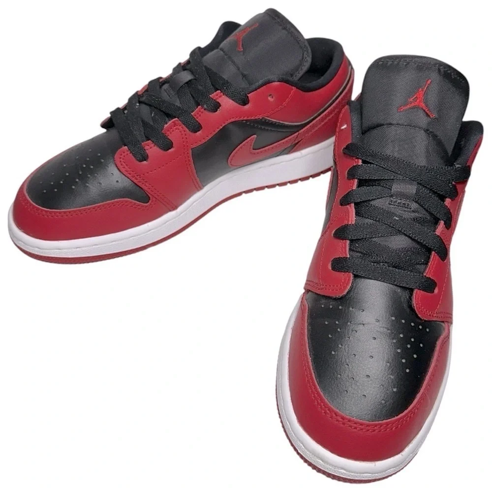 Nike Uni-Sex Kids 6Y Gym Red Black White Air Jordan 1 Low GS Sneakers 553560-606